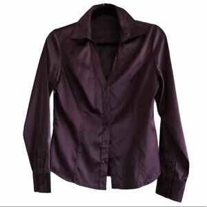 V Neck Button Down Shirt Long Sleeves Size 6